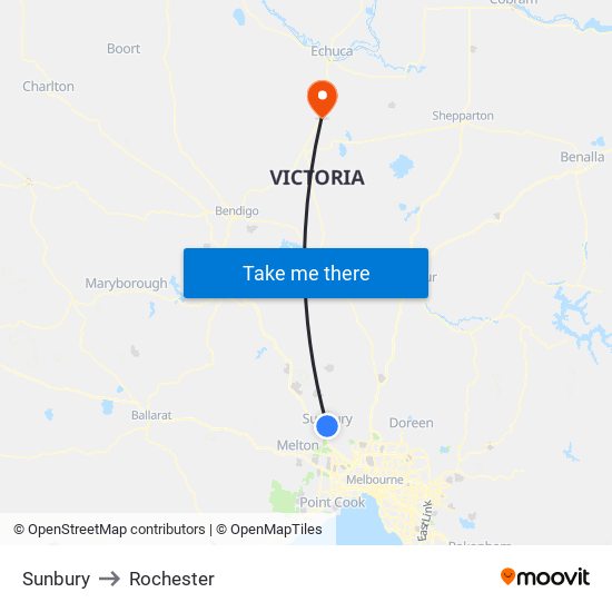 Sunbury to Rochester map