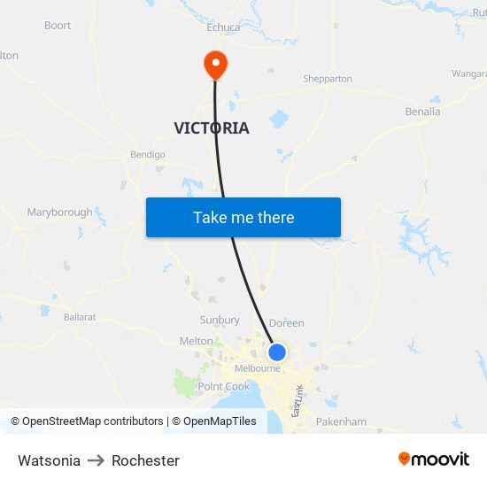 Watsonia to Rochester map