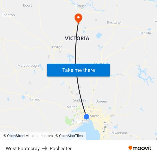 West Footscray to Rochester map