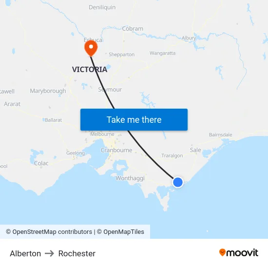 Alberton to Rochester map