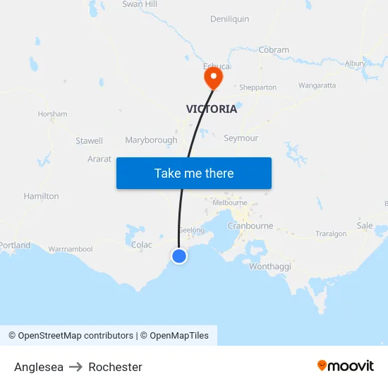 Anglesea to Rochester map