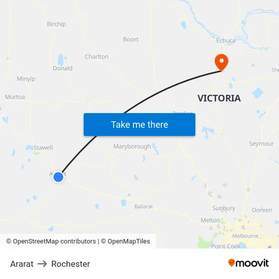 Ararat to Rochester map