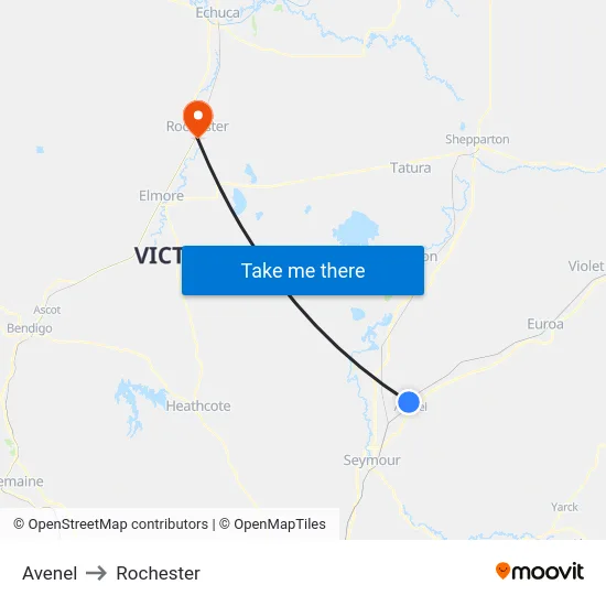 Avenel to Rochester map