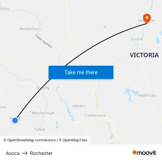 Avoca to Rochester map