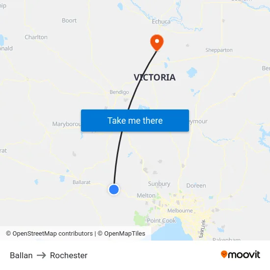 Ballan to Rochester map