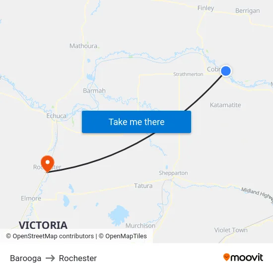 Barooga to Rochester map