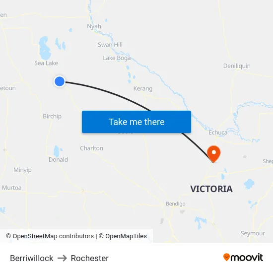 Berriwillock to Rochester map