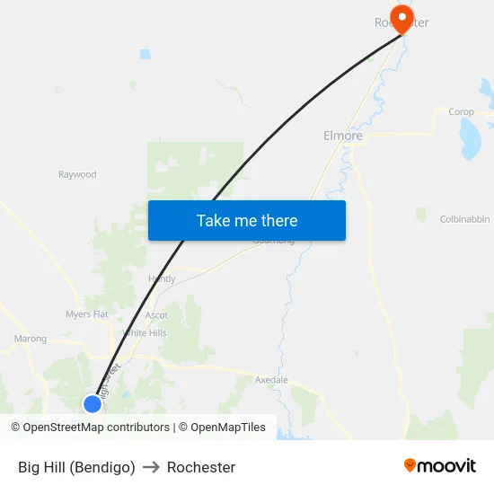 Big Hill (Bendigo) to Rochester map