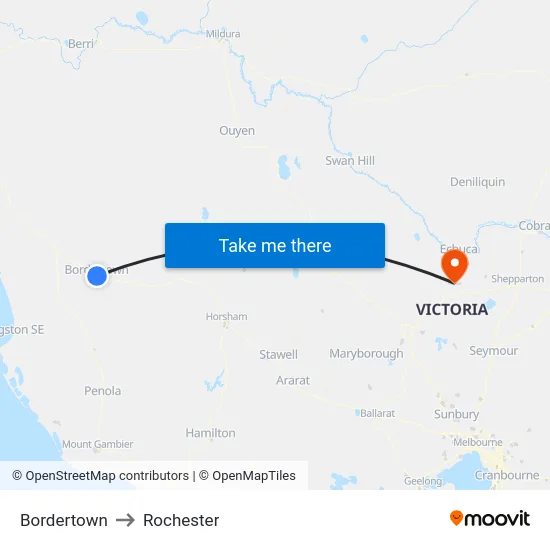Bordertown to Rochester map