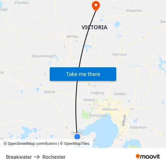 Breakwater to Rochester map