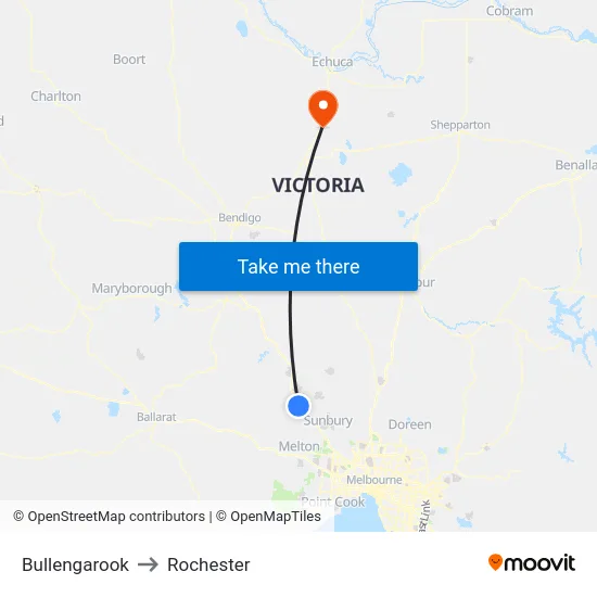 Bullengarook to Rochester map