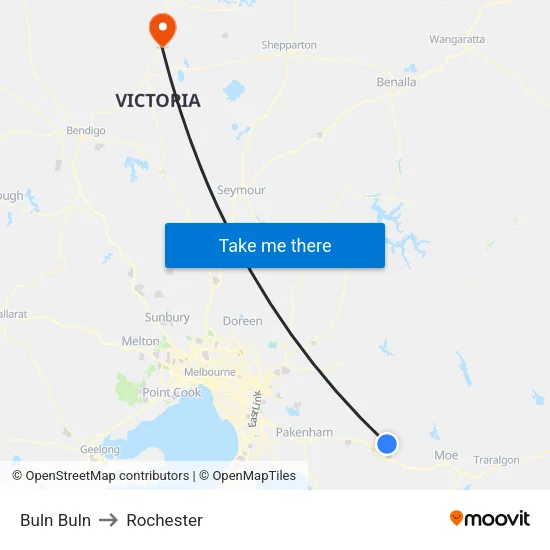 Buln Buln to Rochester map