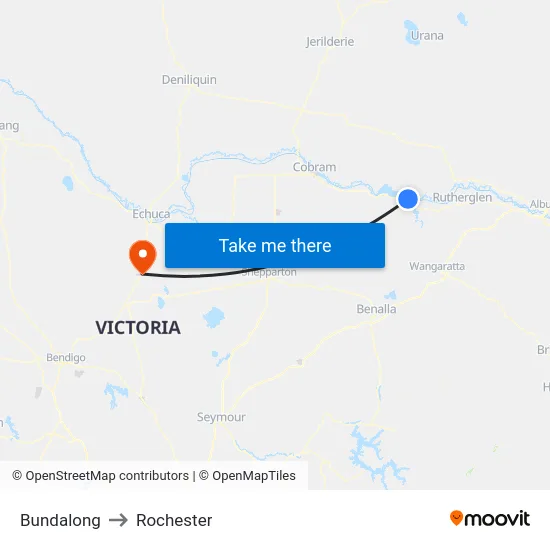 Bundalong to Rochester map