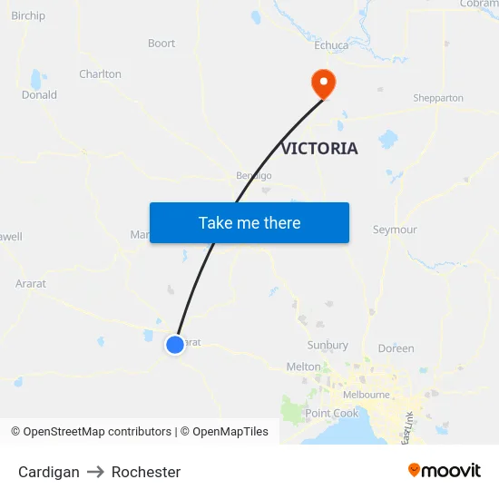 Cardigan to Rochester map