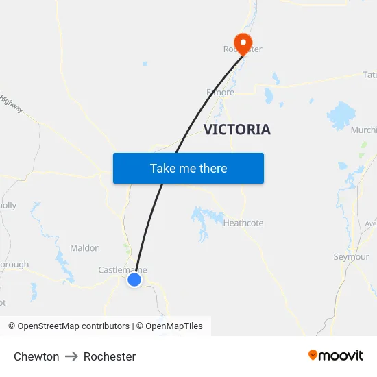 Chewton to Rochester map