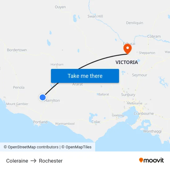 Coleraine to Rochester map