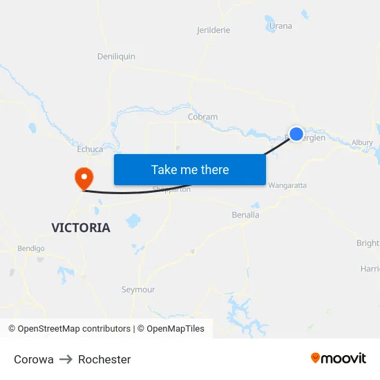 Corowa to Rochester map