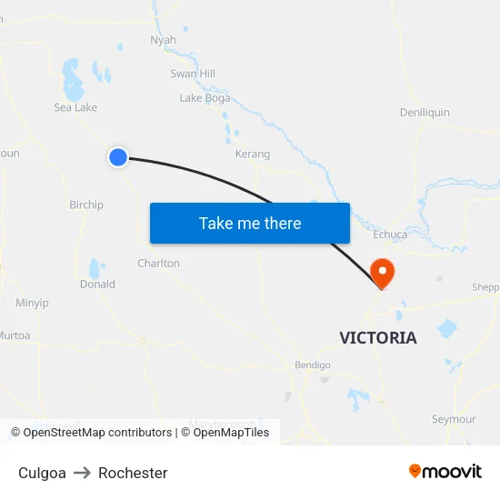 Culgoa to Rochester map