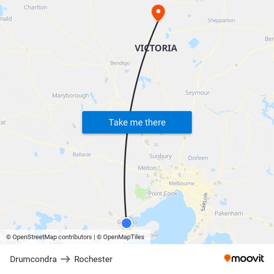 Drumcondra to Rochester map