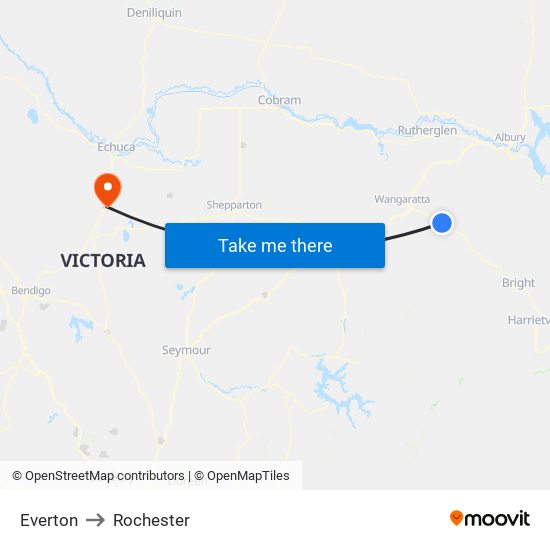 Everton to Rochester map