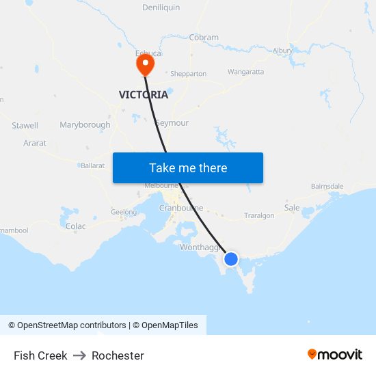 Fish Creek to Rochester map