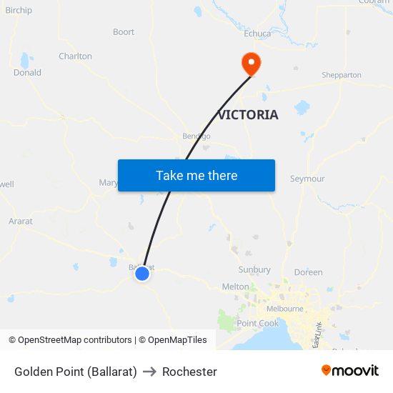 Golden Point (Ballarat) to Rochester map