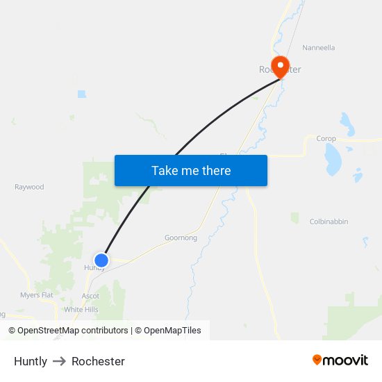 Huntly to Rochester map