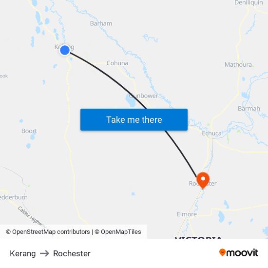 Kerang to Rochester map