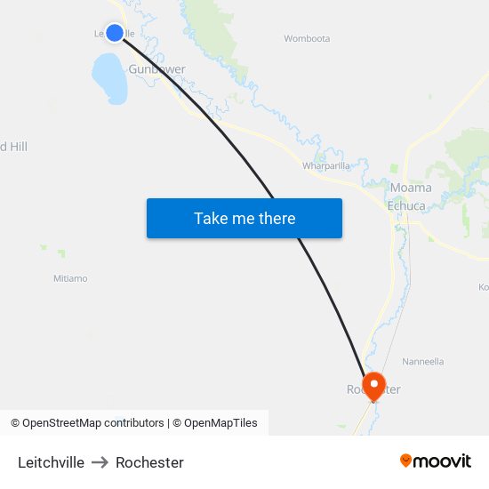 Leitchville to Rochester map