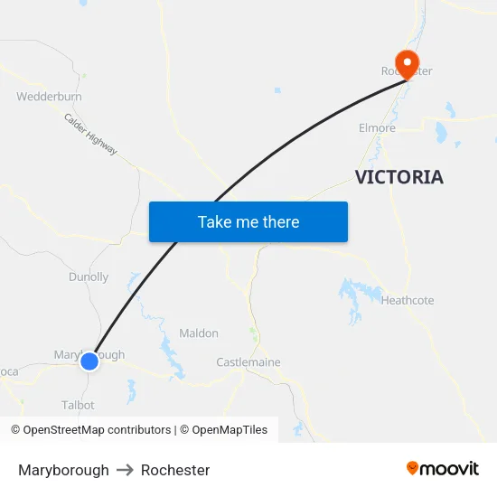 Maryborough to Rochester map