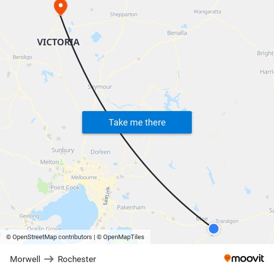 Morwell to Rochester map