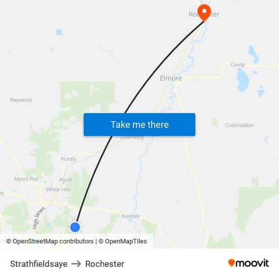 Strathfieldsaye to Rochester map