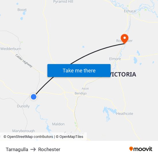 Tarnagulla to Rochester map
