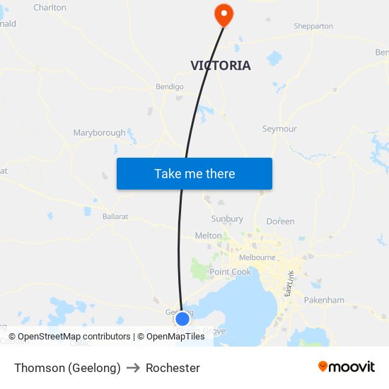 Thomson (Geelong) to Rochester map