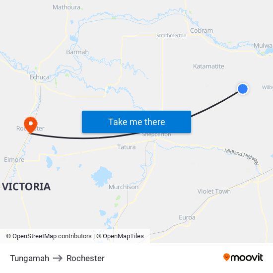 Tungamah to Rochester map