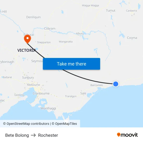 Bete Bolong to Rochester map