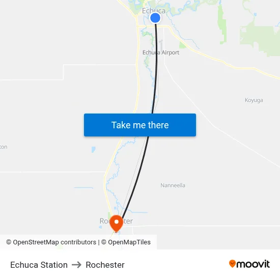 Echuca Station to Rochester map