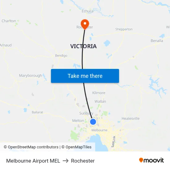 Melbourne Airport MEL to Rochester map