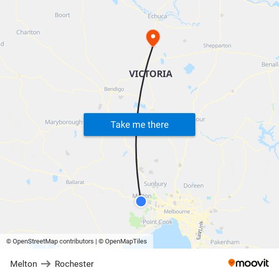 Melton to Rochester map