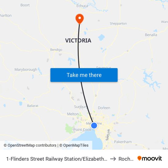 1-Flinders Street Railway Station/Elizabeth St (Melbourne City) to Rochester map