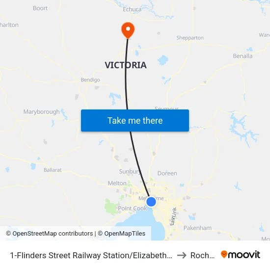 Flinders Street Railway Station/Elizabeth St #1 to Rochester map
