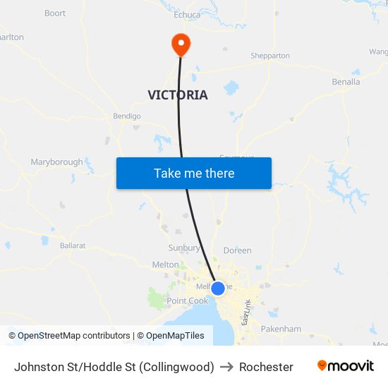 Johnston St/Hoddle St (Collingwood) to Rochester map