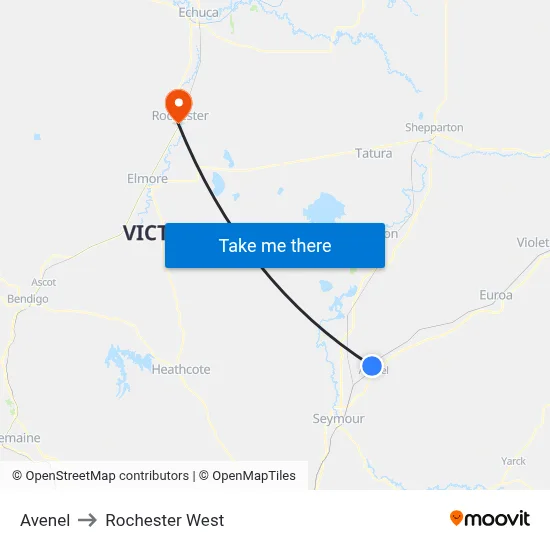 Avenel to Rochester West map