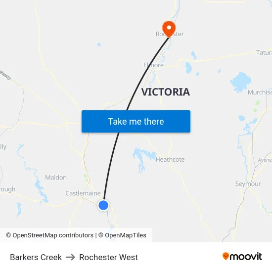 Barkers Creek to Rochester West map