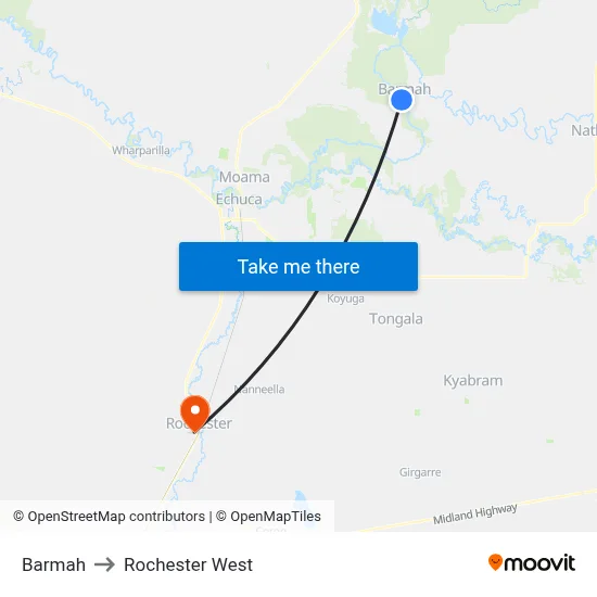 Barmah to Rochester West map