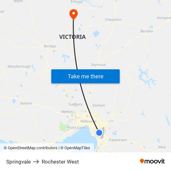 Springvale to Rochester West map
