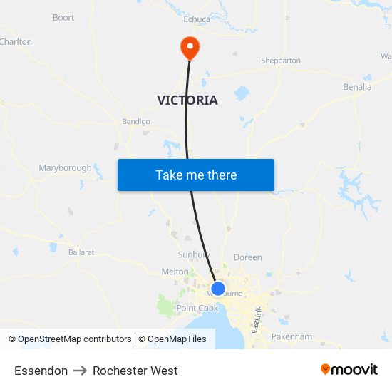 Essendon to Rochester West map