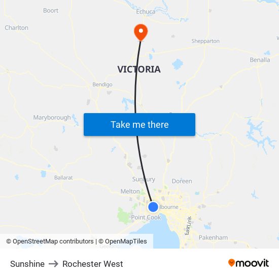 Sunshine to Rochester West map