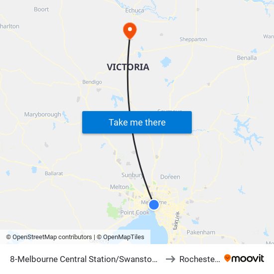 8-Melbourne Central Station/Swanston St (Melbourne City) to Rochester West map