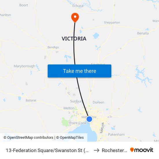 13-Federation Square/Swanston St (Melbourne City) to Rochester West map